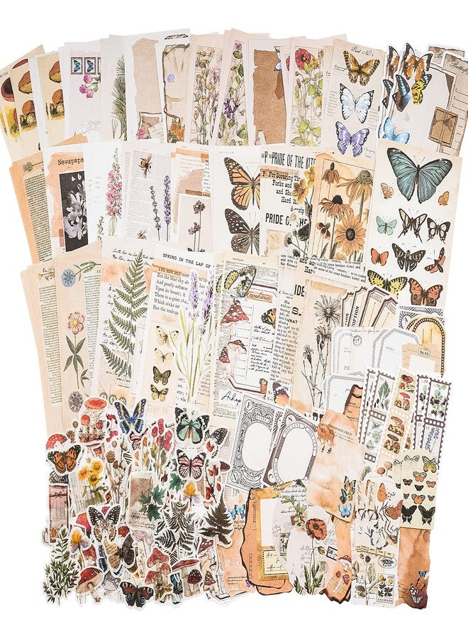 Optifit® 200pcs Vintage Journal Supplies Pack for Scrapbook Supplies Art Journaling Bullet Junk Journal Planners DIY Paper Stickers Craft Kits Notebook Collage Album Aesthetic - Image 1